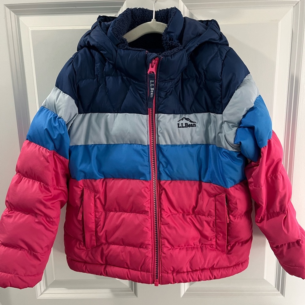 Girls LL Bean Colorblock Down Jacket Small 4